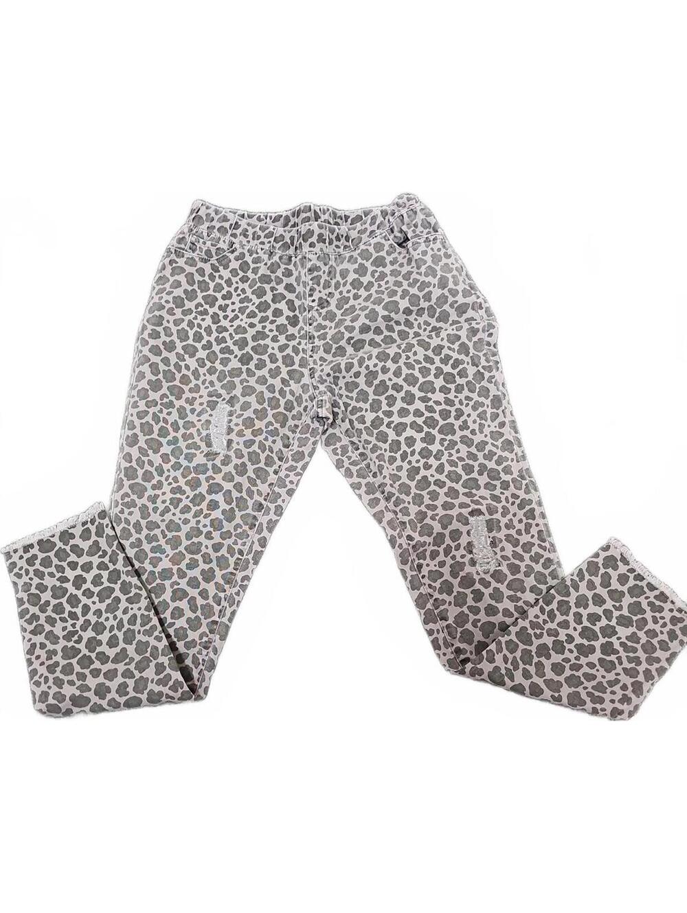 Cato leopard pull on distressed pants size S